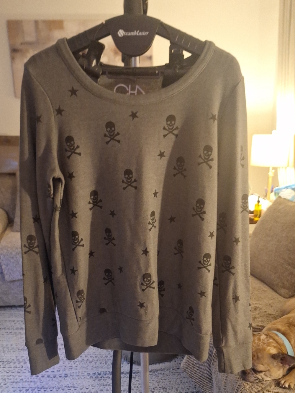 Source Unknown Olive Green Skull & Star Crewneck Sweater